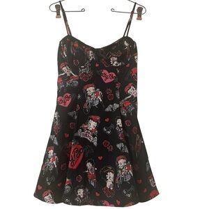 Dolls Kill x Betty Boop Tough Motorcycle A-Line Mini Dress Sz S Kawaii